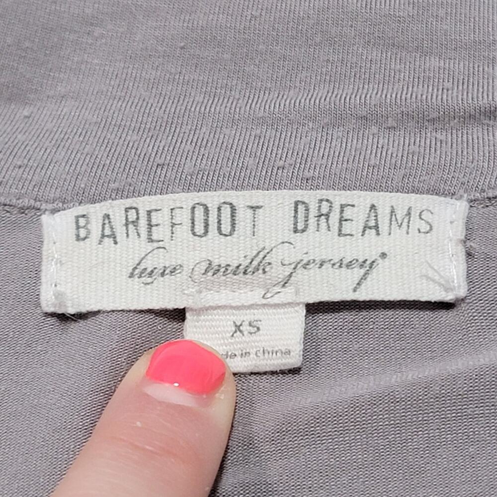 Barefoot Dreams Luxe Milk Jersey Piped Pajama PJ Button Up Shirt XS Gray Top - Picture 3 of 7